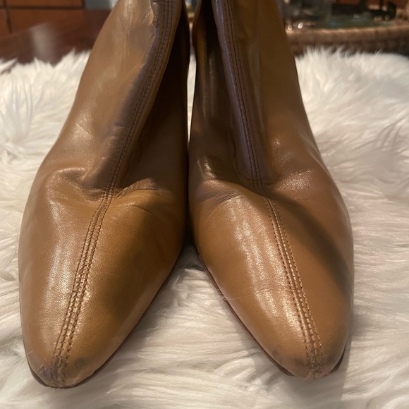 Antonio Melani Tan Leather Heeled Ankle Boots Size 9 - Picture 4 of 10